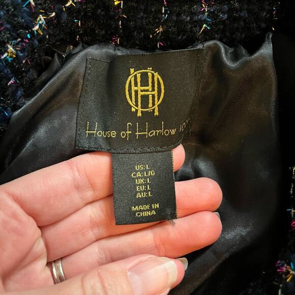 House of Harlow 1960 double breasted metallic tween blazer women’s large - Picture 4 of 12